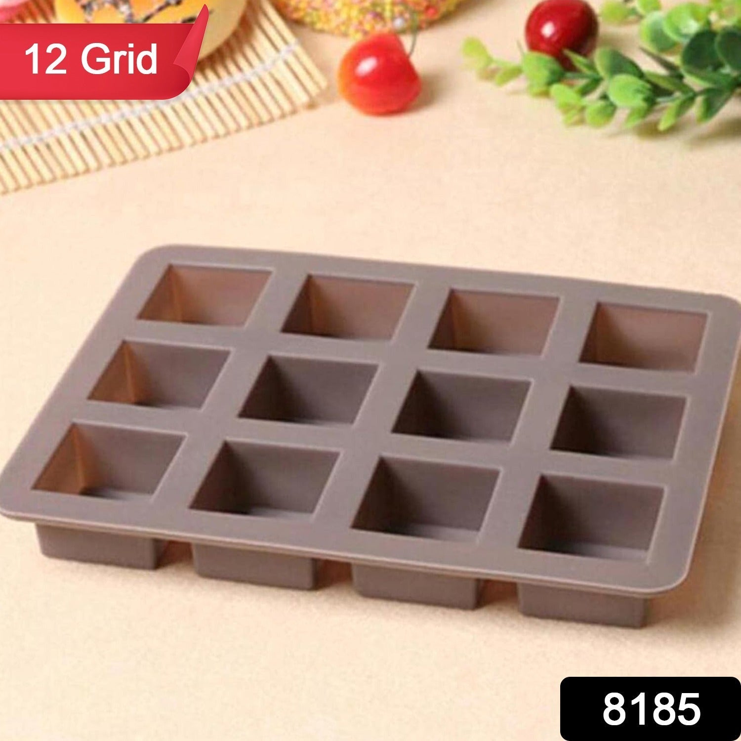 8185 Silicone Chocolate Mould 12 Cavity Square Shape Mould Candy Mold Baking Tools For Cake Chocolate, Food Grade Non-Stick Reusable, Baking Trays (1 pc) 8185 Silicone Chocolate Mould 12 Cavity Square Shape Mould Candy Mold Baking Tools For Cake Chocolate, Food Grade Non-Stick Reusable, Baking Trays (1 pc)